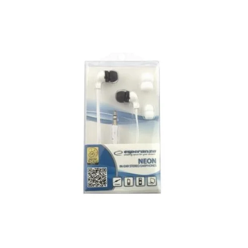  Slušalice ESPERANZA NEON In-Ear, Amplified BASS , white, 2x spare rubber pads EH147W