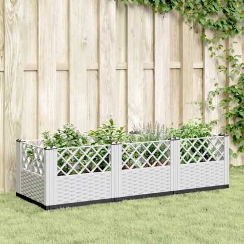 vidaXL Vrtna sadilica s klinovima bijela 123 5x43 5x43 5 cm PP Cijene
