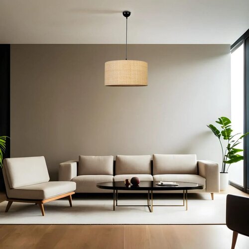 Opviq Hasır rattan abajurlu tekli Sarkıt avize goldblackbeige chandelier Slike