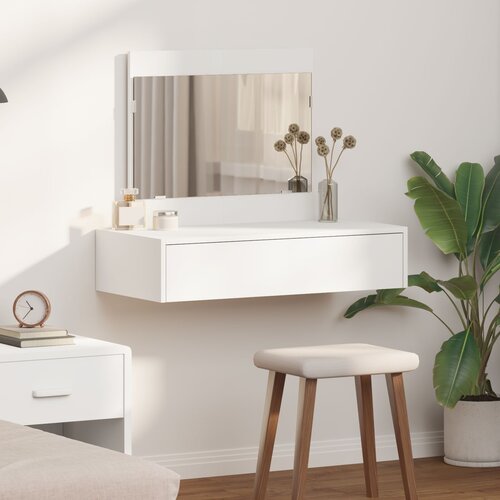 vidaXL bela mdf 83 x 40 x 70 cm ogledalo toaletna miza pravokotna Cene
