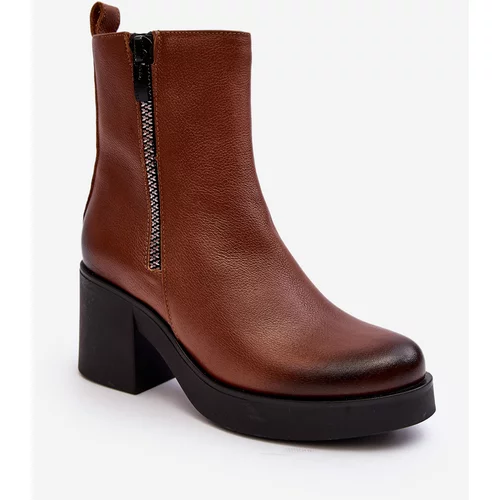 Kesi Lemar Littosa Leather ankle boots Lemar Littosa with massive heel with zippers