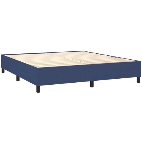 VidaXL Krevet s oprugama i madracem plavi 160x200 cm od tkanine Slike