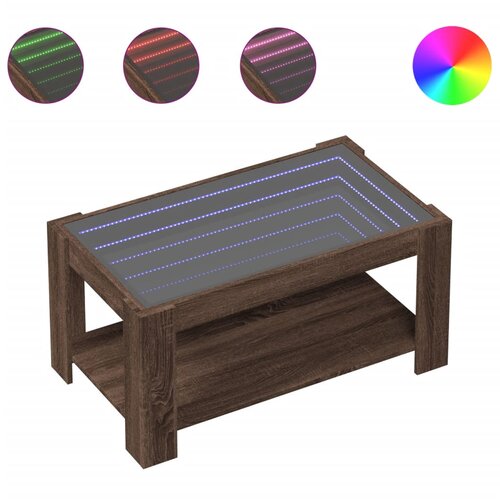 Maison Chic Klubska mizica - kavna mizica - Nizka mizica LED rjavi hrast 93x53x45 cm inženirski les, (21755279) Cene