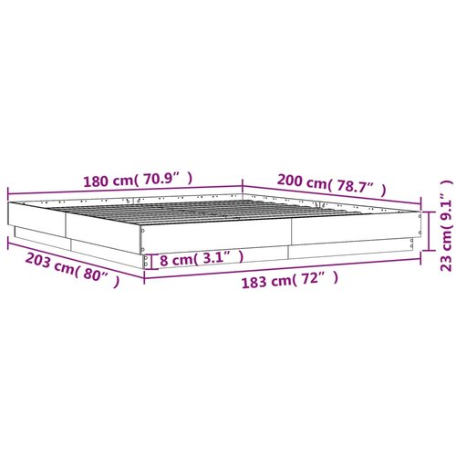  Okvir za krevet boja hrasta 180x200 cm konstruirano drvo Slike