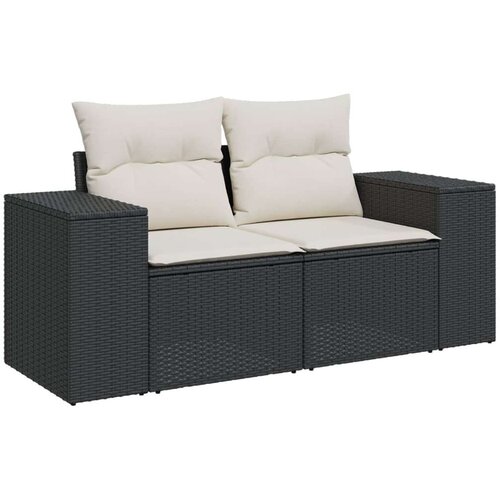 VidaXL 9-dijelni set vrtnih sofa s jastucima crni od poliratana Slike