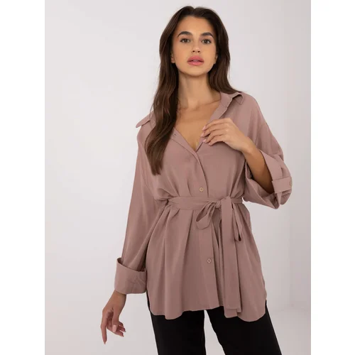 Fashion Hunters Dark beige oversize shirt with collar