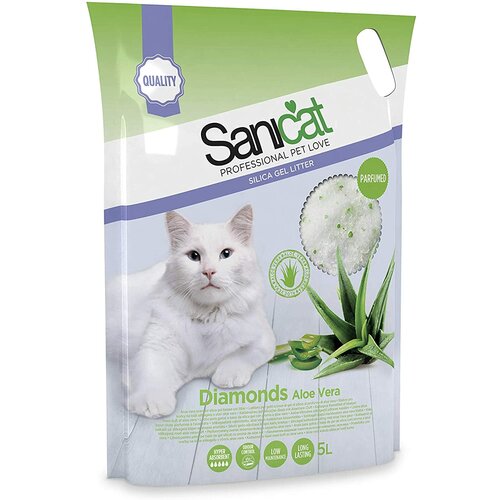 Sanicat silikonski posip za mačke diamonds aloe vera 5L Cene
