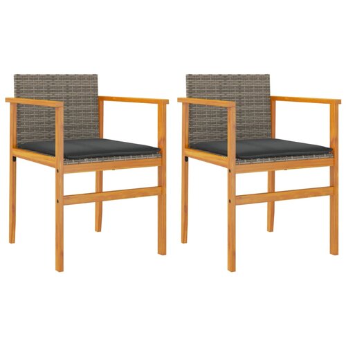 Maison Chic Vrtni stoli - Stol za vrt z blazinami 2 kosa siv poli ratan in trden les JS2154, (21876809) Slike