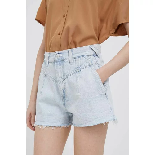 Pepe Jeans Traper kratke hlače Summer Sky za žene, glatki materijal, visoki struk