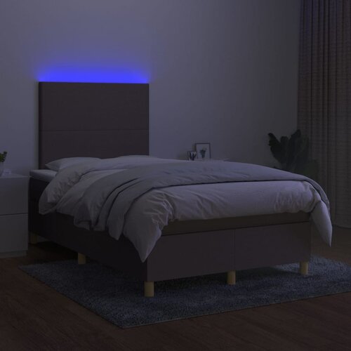  box spring s madracem LED smeđesivi 120 x 200 cm tkanina Slike