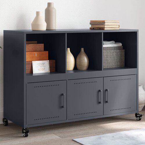 VidaXL Komoda antracitna 100,5x39x72 cm hladno valjano jeklo Slike