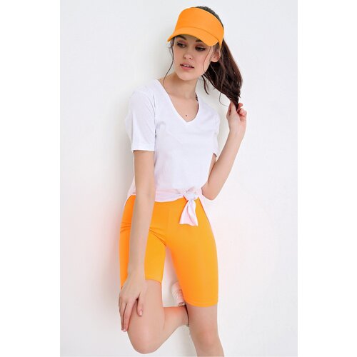 Trend Ala&amp;ccedil;atı Stili Women&amp;#039;s Yellow Lifting High Waist Biker Leggings Slike