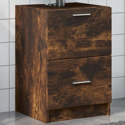 The Living Store Omarica za umivalnik dimljen hrast 40x37x59 cm inženirski les - Omarica Za Umivalnik, (21428641) Slike