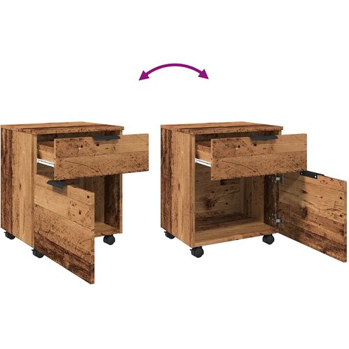  Mobilni ormar za spise s kotačima staro drvo 45x38x54 cm Slike