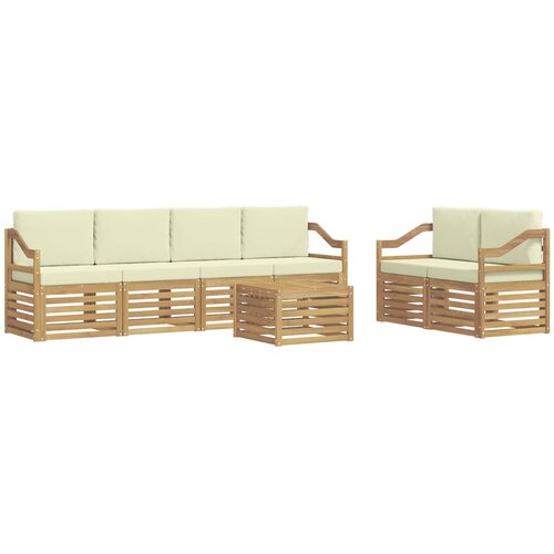 vidaXL Zunanja garnitura za sedenje 7 pcs Bela in krem Poliester, (5000281761) Cene