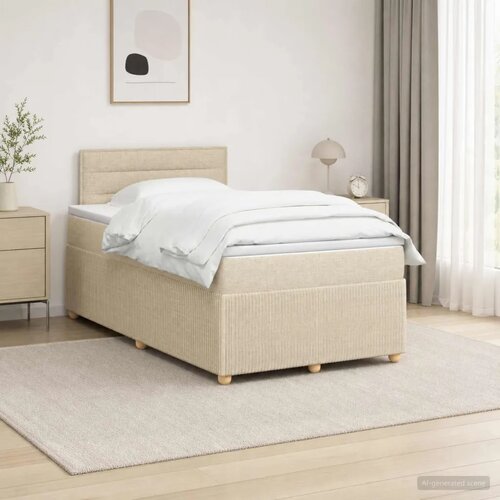  Boxspring krevet s madracem Krem 120 x 190 cm Tkanina - Krem 120 x 190 cm Dizajn linija Slike