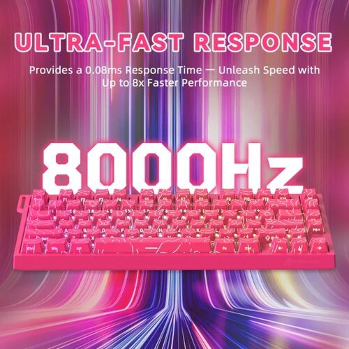 Attack Shark gaming tastatura R82HE magnetic Switches/8KHz/RT/Snap tap/dks/mt/tgl/pink countur Slike