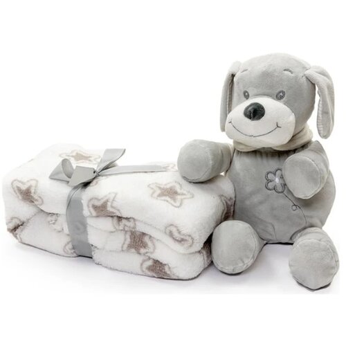 Bbo set pli&amp;scaron;ana igračka + ćebence Grey Dog Slike