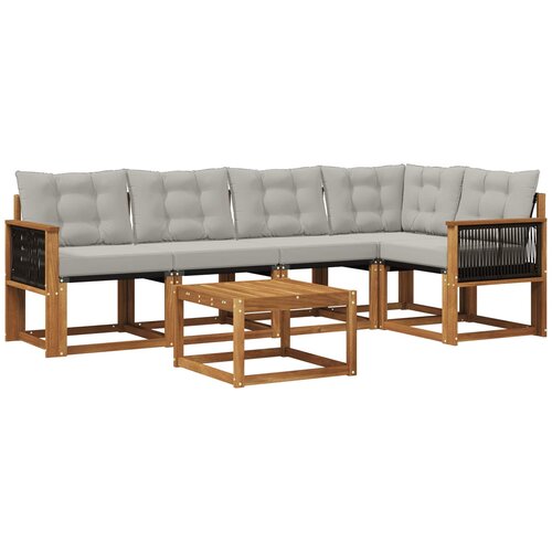 vidaXL Zunanja garnitura za sedenje 6 pcs Naravna in svetlo siva, (5000279495) Cene