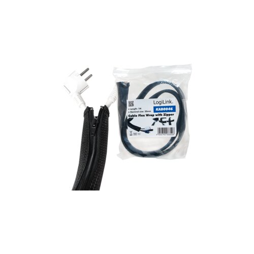 Logilink fleksibilna zaštita za kablove sa rajfešlusom 2m x 30mm crna Slike