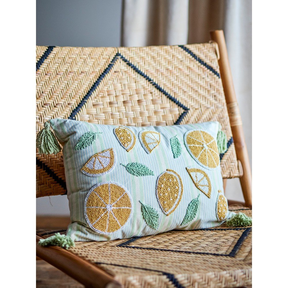 Bloomingville Bombažna okrasna blazina 35x50 cm Lemon &amp;ndash; Slike