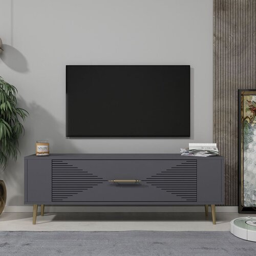 Hanah home Retrol1 - Anthracite, Gold AnthraciteGold TV Stand Cene