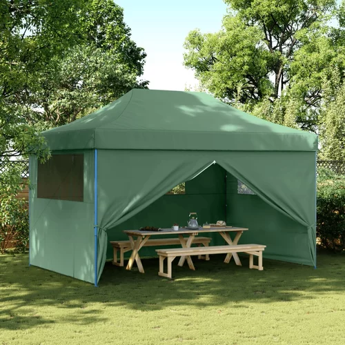 Sklopivi prigodni šator za zabave s 4 bočna zida zeleni