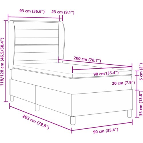 Box Spring Krevet s Madracem Krem 90x200 cm Tkanina Slike