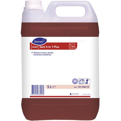 Diversey TASKI Sani 4 IN 1 Sredstvo za dezinfekciju i ci&amp;scaron;ćenje sanitarija, 5l Slike