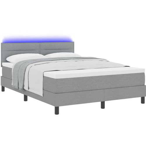 vidaXL Box Spring Postelja z Blazinico & LED Svetloba Svetlo siva 160x200 cm Tkanina Cene