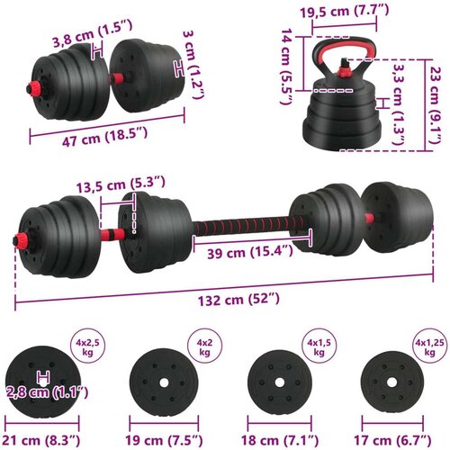  4-u-1 set bućica Crna i crvena 121 x 19 5 x 19 5 cm Slike