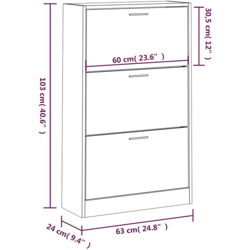VidaXL Ormarić za cipele boja hrasta 63x24x103 cm konstruirano drvo Slike