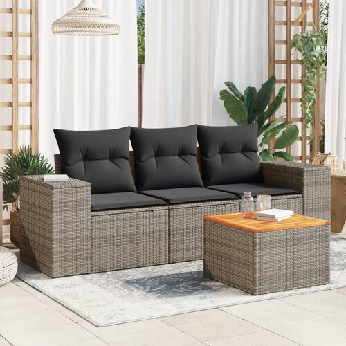  4-dijelni set vrtnih sofa od poliratana s jastucima sivi Cijene
