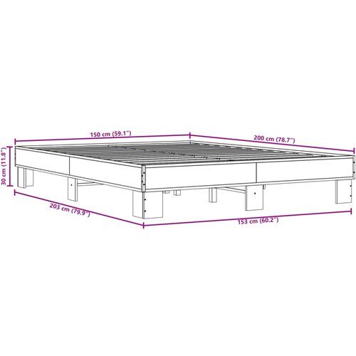  Okvir za krevet crni 150x200 cm konstruirano drvo i metal Slike