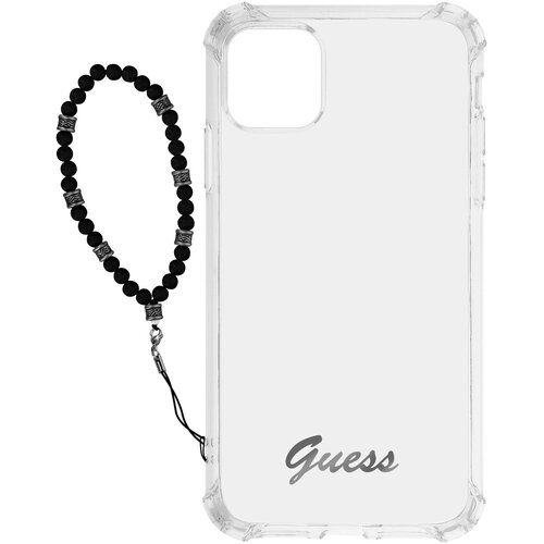 Guess Ovitek za iPhone 12 Pro Max prozoren z beaded Jewelry Bracelet ?rn, (20516827) Slike
