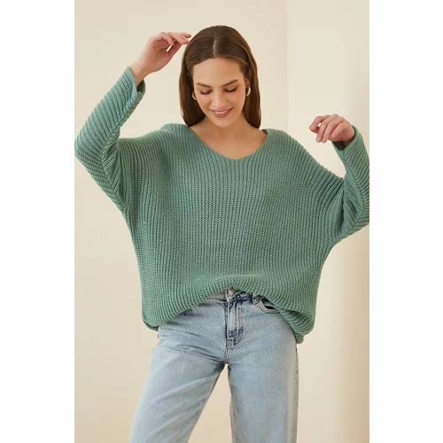 Happiness İstanbul Sweater - Grün - Oversize