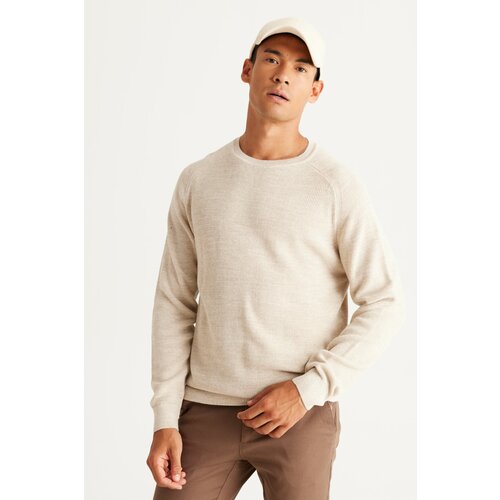 AC&Co / Altınyıldız Classics Men's Stone Standard Fit Regular Cut Crew Neck Patterned Knitwear Sweater Cene