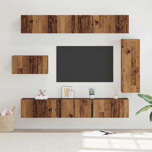 vidaXL Set omaric za TV s polico Drugo 8 pcs Staro les 30.5 x 30 x 90 cm Cene