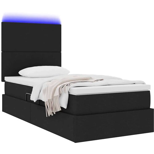 Krevet s prostorom za pohranu s LED-om Crna 90 x 190 cm Slike