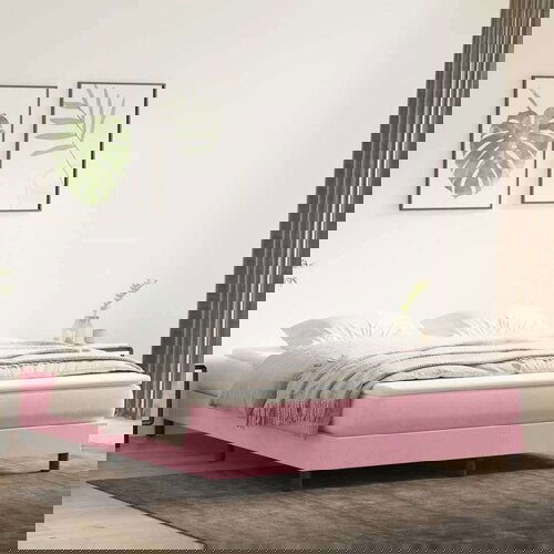 Box Spring krevet bez madracem ružičasti 180x220 cm baršun Cijene