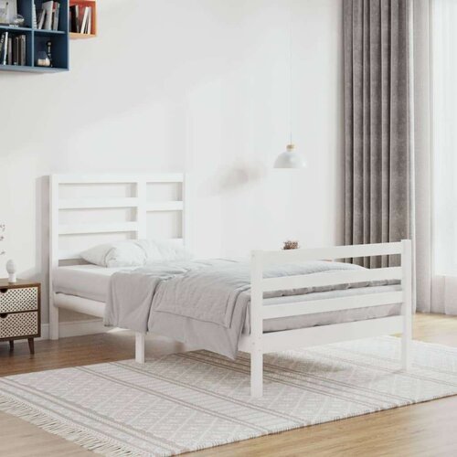  Posteljni okvir bel iz trdnega lesa 100x200 cm, (20644459) Slike