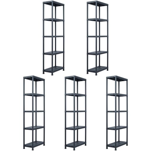 VidaXL Stalci za pohranu 5 kom crni 125 kg 60 x 30 x 180 cm plastični Slike