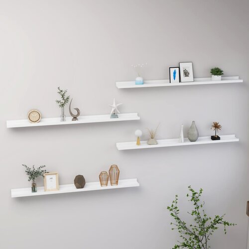 VidaXL Stenske police 4 kosi bele 100x9x3 cm Slike