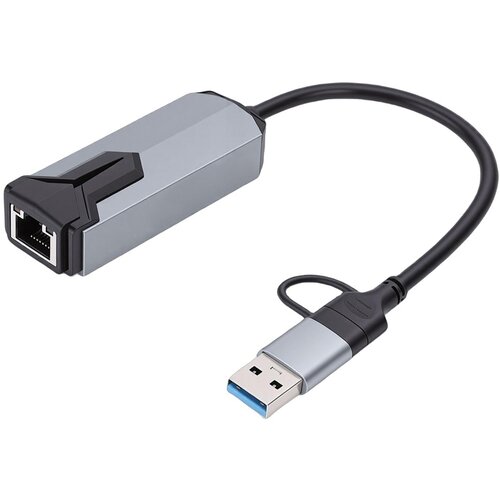 JWD Adapter Type C - USB 3.0 na 5Gbps Gigabitni LAN sivo crni Slike