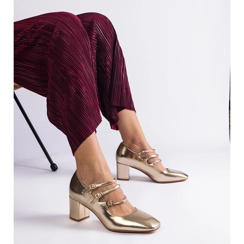 Gemre Gold pumps with decorative buckles Izida Cene