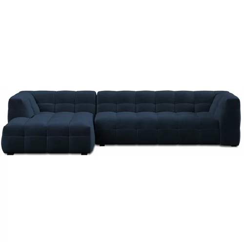 Windsor & Co Sofas modra žametna kotna sedežna garnitura Vesta, levi kot