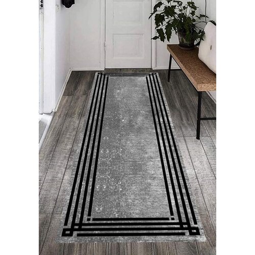  Staza sa gumenom podlogom 80x200cm - crne linije, siva, SH-005 Cene