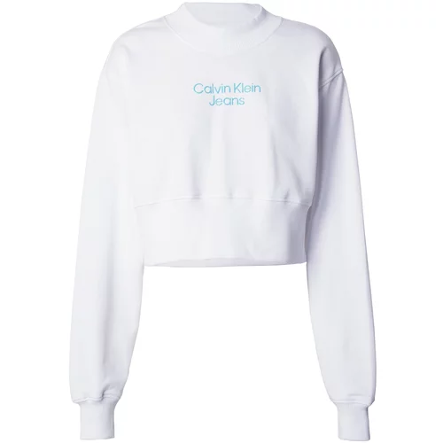 Calvin Klein Jeans Sweater majica 'INSTITUTIONAL' azur / bijela