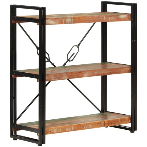  Regal za knjige s 3 razine 77x30x80cm obnovljeno drvo i željezo Slike