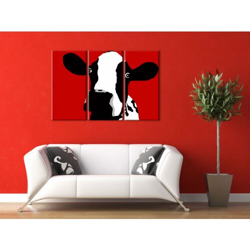  Ročno izdelana slika POP Art Cow 3-delna  (POP ART slike) Cene
